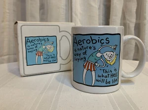 Vintage 1988 Hallmark Shoebox Greetings Aerobics Hell Jellick Cartoon Coffee Mug - Picture 1 of 8