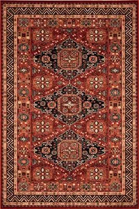 High Quality 100 % Wool Red Rust Beige Nomadic Kazak Design Tribal Rugs - Picture 1 of 7