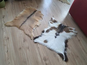 Turkish Goat Skin, Scandinavian Style, Goat Pelt, Mottled Leather, 1.4 x 2 ft - Picture 1 of 19