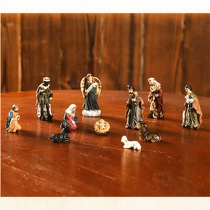 Christmas Traditional Nativity Scene Figurines Stable Crib Set Decorations Gifts - Picture 1 of 9