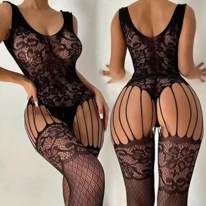 Damen-Dessous Netz Body Stocking Kleid Unterwäsche Babydoll Nachtwäsche Bodysuit - Bild 1 von 5