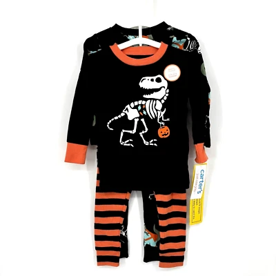Carter’s Halloween 4-pc Dinosaur PJ's Costume 12m 100% Cotton Glow In Dark NWT - Image 1 of 4