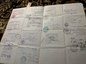 1926 Diplomatic document 15 immigration stamps Portugal to Europe - Picture 1 of 4
