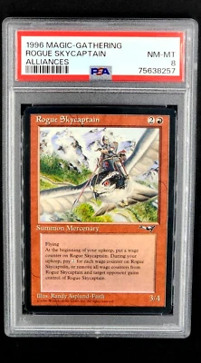 1996 Magic the Gathering Alliances Rogue Skycaptain PSA 8 POP 1 *Only 1 Higher* - Image 1 of 4