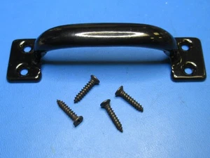 ( 16 PIECES ) 5" Black Steel Pull Door Drawer Handle 4 Unthreaded Mounting Hole - Picture 1 of 3