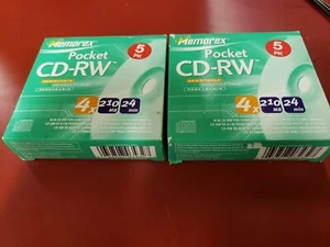 (2) Memorex Pocket CD-RW 4x 210 MB 24min. Blank Mini Discs 5 Pack NEW nos. - Picture 1 of 3