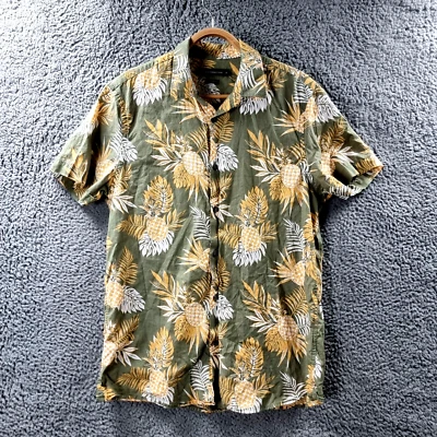 French Connection Mens Casual Shirt Size S Green Yellow Pineapple Print Collared - Image 1 of 4
