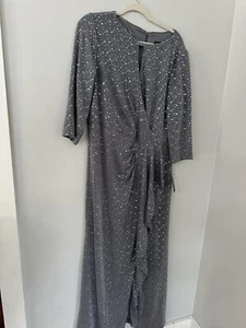 Alex Evenings langes Strickkleid Schlüsselloch Metallic grau silber zinn 14w - Bild 1 von 10