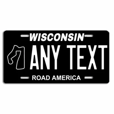 Etiqueta de matrícula Wisconsin Road America personalizada CUALQUIER TEXTO TU NOMBRE Foto 1 de 4