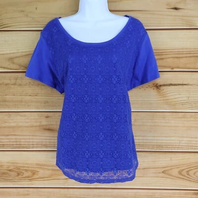 Studio Works Short Sleeve Shirt Womens Sz XL Blue Floral Cotton Lined Front NWT - Image 1 of 4
