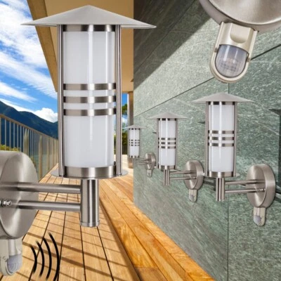 Wandleuchte Bewegungsmelder Aussen Wand Leuchten Edelstahl Garten Wand Lampen - Bild 1 von 2