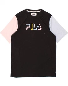 FILA Womens Graphic T-Shirt Top UK 18 XL Black Colourblock Cotton HK05 - Picture 1 of 4