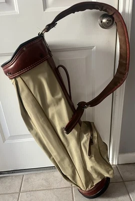 Bolsa de golf ARNOLD PALMER ProGroup vintage de cuero marrón tostado 6 divisores Foto 1 de 4