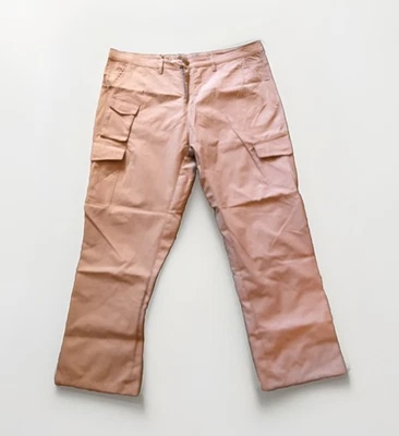 Khaki Cargo Work Pants Beige Tan Light Brown Uniform Size 42 X 32 Elastic Waist - Image 1 of 4