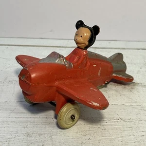 Vintage Walt Disney 1940s Mickey Mouse Air Mail Rubber Plane. Antique Toy Red - Picture 1 of 5