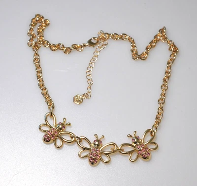 Collar Mary Kay Bee firmado rosa estrás declaración insecto tono dorado RF24 Foto 1 de 4