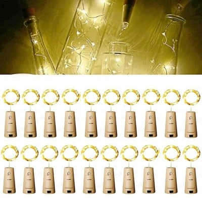 Luces LED para botellas de vino con corcho a pilas 20 LED decoración navideña con batería Foto 1 de 4