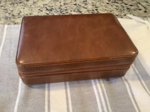AMANCY Elegent Handmade Brown  Cedar Wood Lined 4 Cigar Humidor Case - Picture 1 of 4