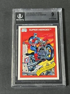 RARE ERROR Daredevil Punisher w/ Captain America 1990 Marvel Universe NOT PSA - Picture 1 of 2