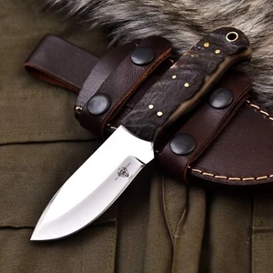 CUSTOM HANDMADE D2 STEEL HUNTING FIXED BLADE SKINNER KNIFE RAM HORN HANDLE EDC - Picture 1 of 7