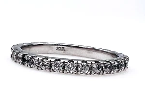 Vintage Sterling Silber 925 Micro Pavé CZ Eternity Band Ring Größe 3,5 - Bild 1 von 10