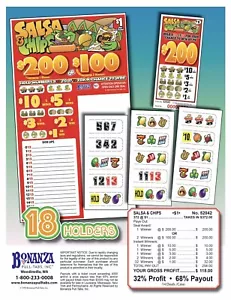 Pull Tab Ticket - Hard Card Tickets - Game - Salsa and Chips 200 - Picture 1 of 1