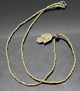 COLLAR HAMSA VINTAGE GENUINO ACENTO RUBÍ GRANATE VERMEIL PLATA ESTERLINA 16" - Imagen 1 de 6