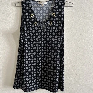 Michael Kors Size Medium Black White Paisley Tank Top Medium - Picture 1 of 5