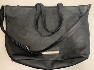 Buxton black pebble leather laptop tote bag shoulder bag zipper pockets Large - Picture 1 of 19