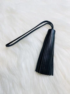 Black Tassel Genuine Leather Keychain Bag Charm Handmade New Gift - Picture 1 of 4