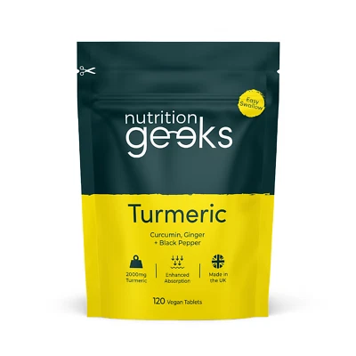Turmeric Tablets 2000mg + Ginger + Black Pepper | 120 Tablets - UK Supplement - Image 1 of 4