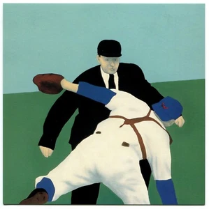 Baseball Art Postcard - "Safe at Home" by Vincent Scilla (1996) - Picture 1 of 2