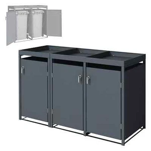 Mülltonnenbox für 3 Müllbox Mülltonnenhaus Mülltonnenverkleidung mit Pflanzdach - Bild 1 von 3