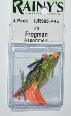 rainy's j's frogman 4 señuelos mosca surtido pesca con mosca talla 8 patas silicona Foto 1 de 3