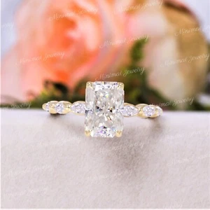 2.5 CT Radiant Cut Moissanite Engagement Ring 10K Rose Gold Solitaire Halo Band - Picture 1 of 9