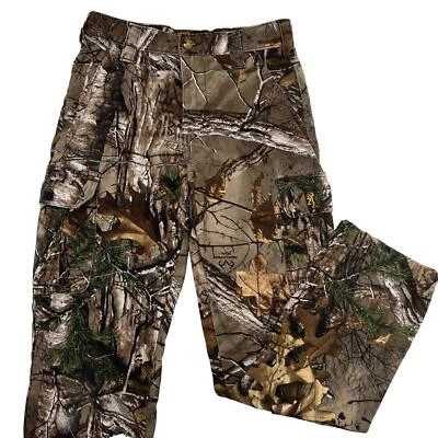 Browning Camo Pants Youth L Green Cargo Hunting Outdoor Realtree - Image 1 of 4