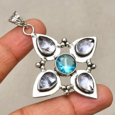 Gemma ametista 925) ciondolo gioiello fatto a mano in argento sterling 2,36" - Immagine 1 di 4