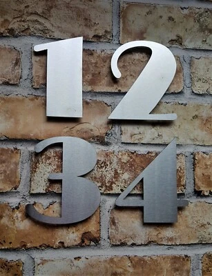Large 6"/15cm floating Art Deco house/front door numbers brushed stainless steel - Image 1 of 4