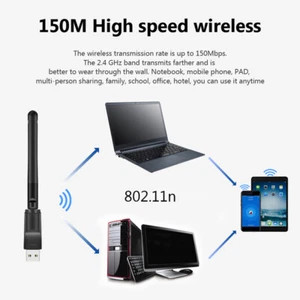 USB WiFi Adapter 150Mbps Wireless Network Network Card Wi-Fi Receiver PC Lapt-mx - Photo 1/14