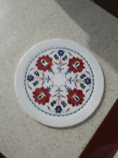 10" Marble Plate Inlay Craft Work Handmade Pietra dura Home kitchen Decor a35