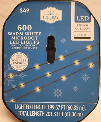 Holiday Time 600ct -Warm White - Microdot LED String Light 199ft Micro Dot Style - Image 1 of 4