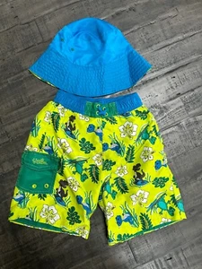 Boys 2 Piece Swim Suit - Size 7 - UPF 50+ - Shorts & Hat Set - Bathing Suits - Picture 1 of 4