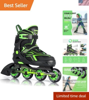 Patins em linha ajustáveis para jovens e adultos com passeio suave e recursos de segurança - Imagem 1 de 4