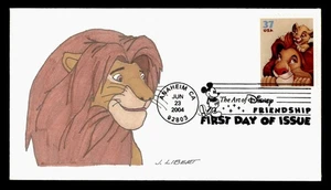 DR WHO 2004 FDC ART OF DISNEY LIBERT HAND COLORED CACHET LION KING M40336 - Imagen 1 de 2
