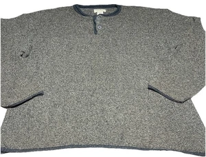 Maglione pullover XL uomo Eddie Bauer Henley vintage anni 90 made in USA blu/grigio - Foto 1 di 9