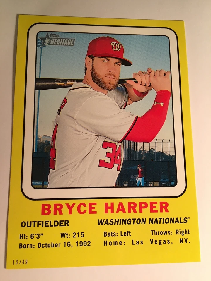 2018 Topps Heritage 1969 5x7 Jumbo Bryce Harper Nationals 69CCBH /49 - Image 1 of 1
