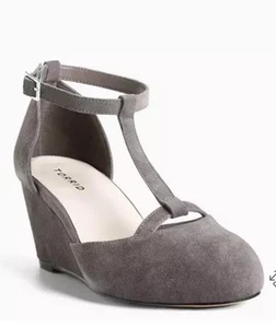 TORRID Suede Mary Jane Mini Wedges (Wide Width) Gray Size 10 - Picture 1 of 6