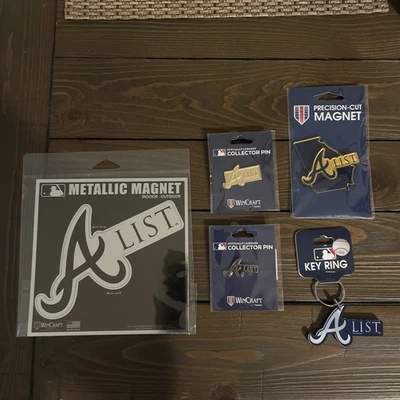 Atlanta Braves A-List Member Only Pins & Magnets Key chain Rare Lot 5 Wincraft - Image 1 of 4