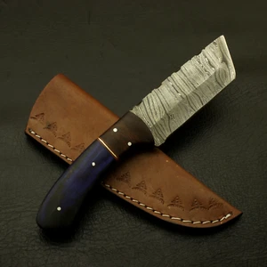 HCUSTOM HANDMADE FORGED DAMASCUS STEEL SKINNING HUNTING KNIFE WOOD HANDLE - Picture 1 of 6