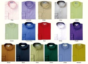 **Mens' mandarin collar ( banded collar) dress shirt by Fortino Landi/TDC SG01 - Picture 1 of 17